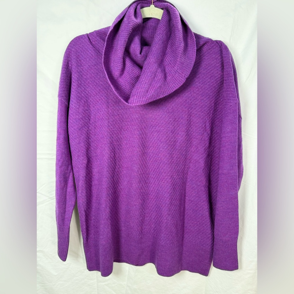 Aspen 100% Merino Wool Purple Cowl Neck‎ Sweater Women Size M